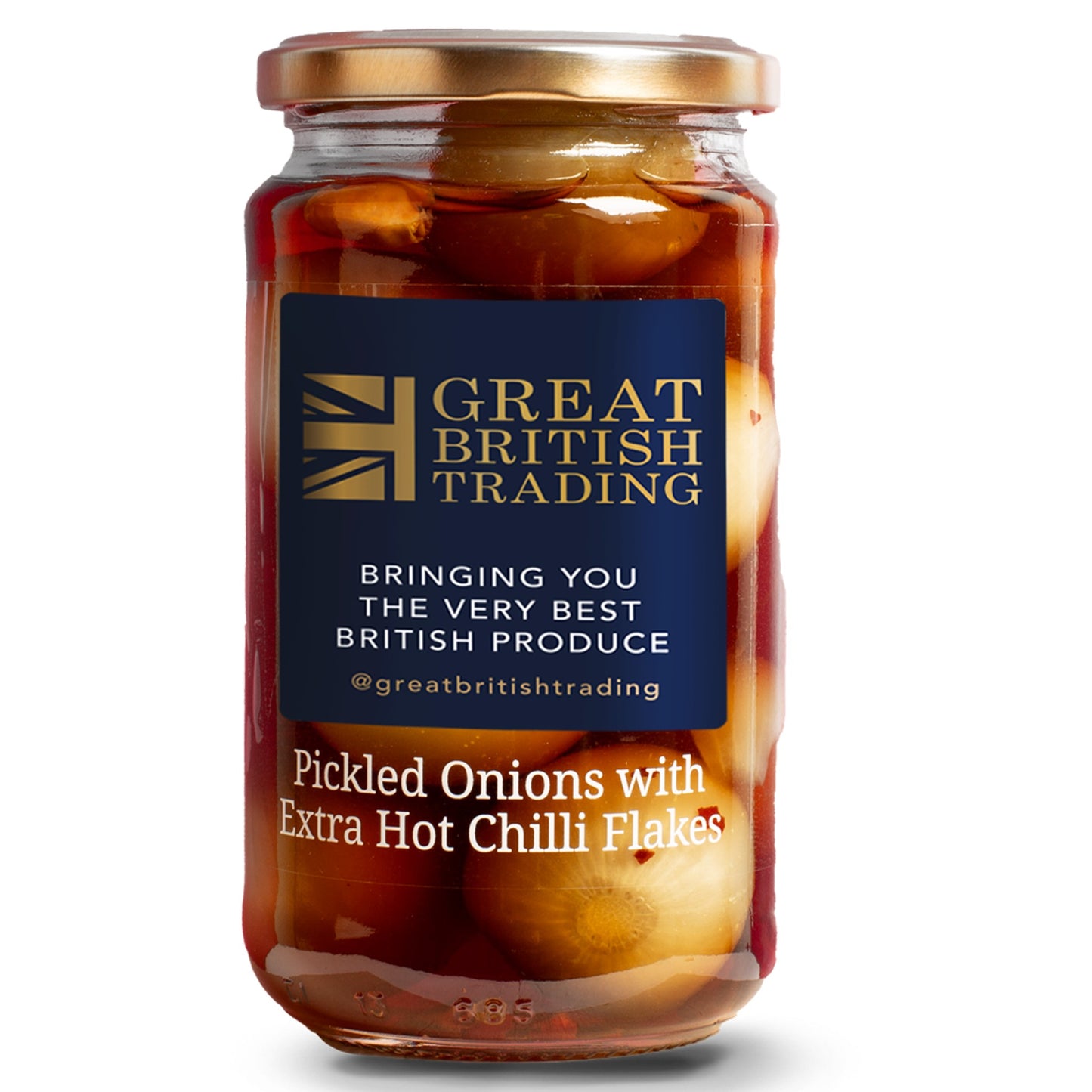 Great British Pickled Onions with Extra Hot Chilli Flakes 450g