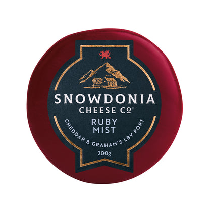 Snowdonia Cheese Co. Ruby Mist cheese packaging on a white background