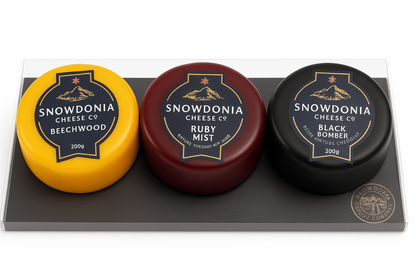 Snowdonia Cheese Slate Cheese Board Including Black Bomber, Beechwood & Ruby Mist Truckles