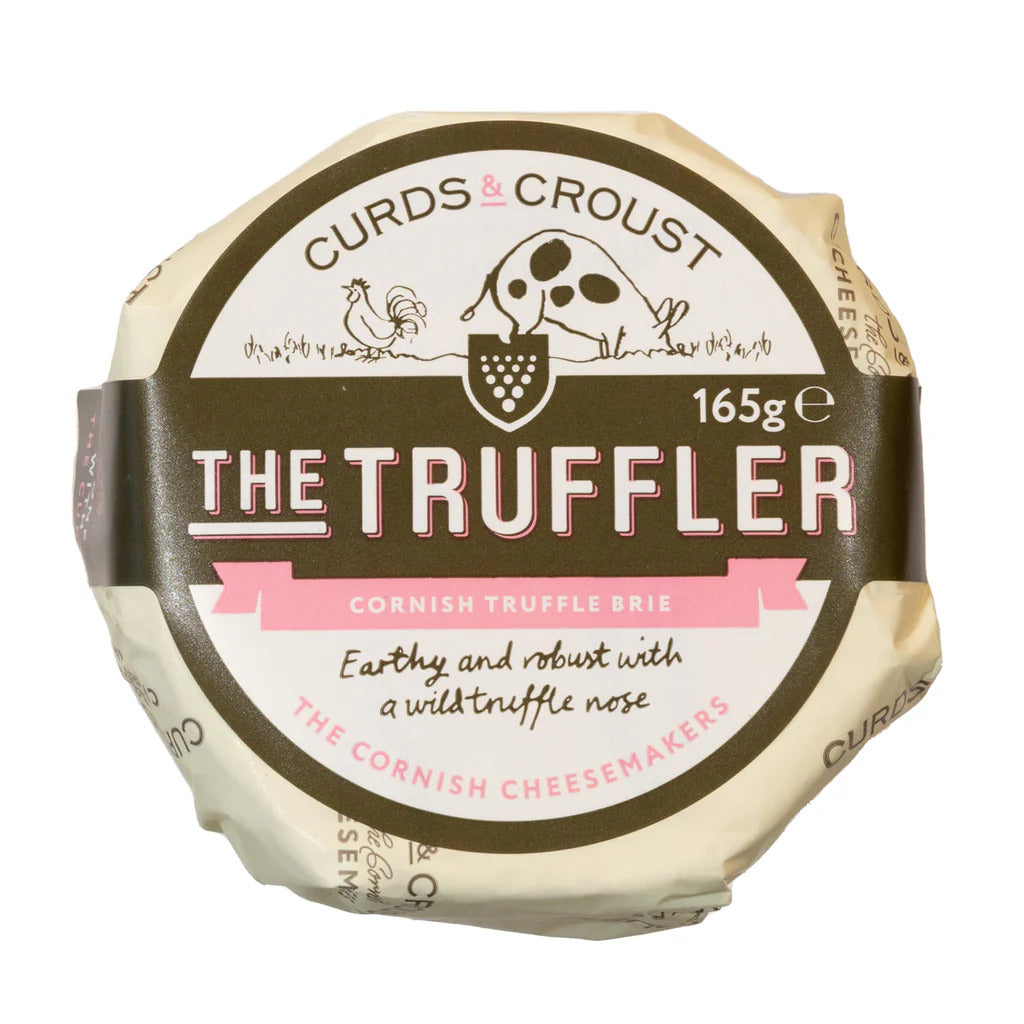 Packaged cheese with 'The Truffler' branding on a white background